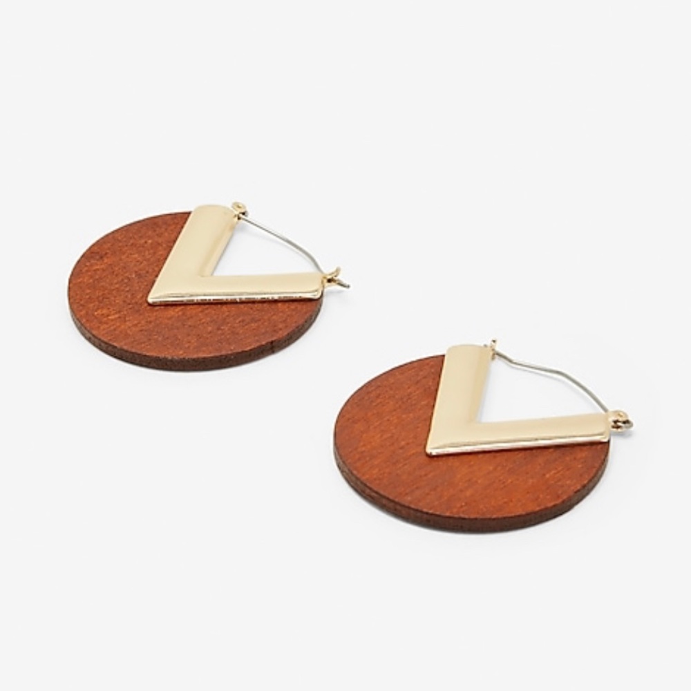 Wood Gold Triangle Cut-Out Earrings